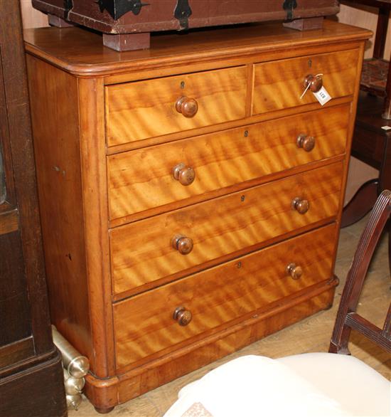 A Victorian satin birch chest W.104cm
